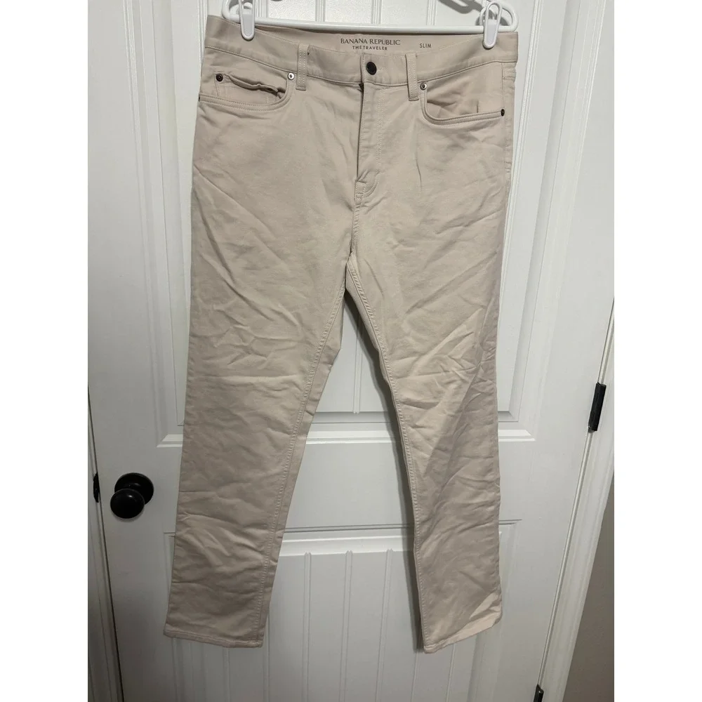 Banana Republic Pants Mens 34x32 Traveler Slim Khaki Chino 5-Pocket EUC